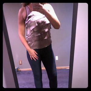 Forever 21 taupe tiered silk top small